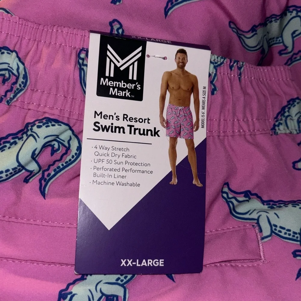 Mens Swim Trunks Gator Pink Resort Quick Dry Built in Liner  NWT